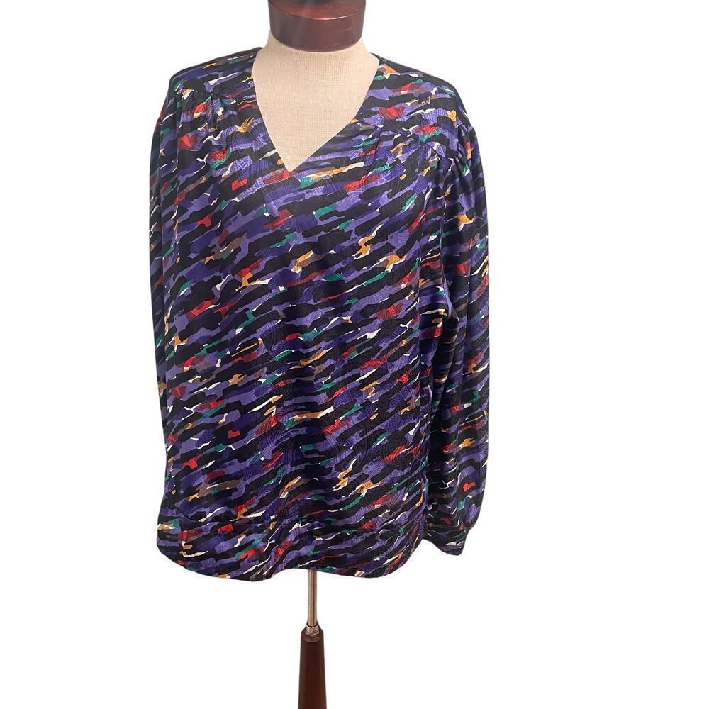 VTG Givenchy Colorful Abstract Blouse Size 42 or 14 US Made In Germany Relaxed